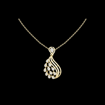 Leaf Swirl Pendant Necklace with Marquise Moissanite