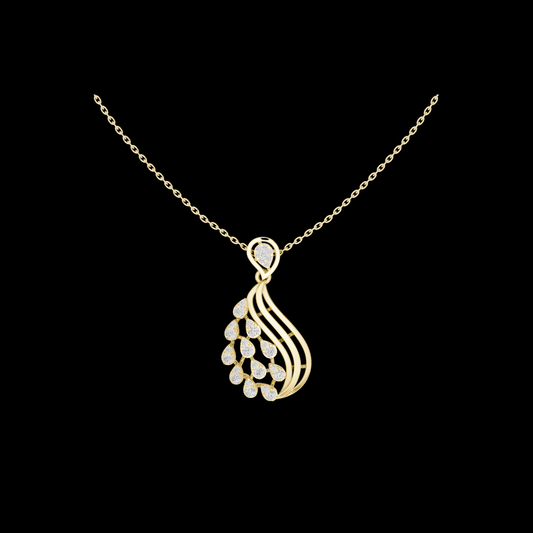 Leaf Swirl Pendant Necklace with Marquise Moissanite
