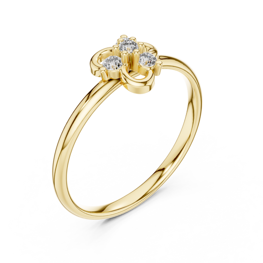 Round Cut Lab Diamond Floral Clover Ring for Woman