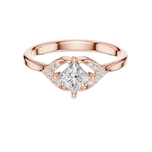 Princess Cut Moissanite Diamond Infinity Twist Solitaire Engagement Ring