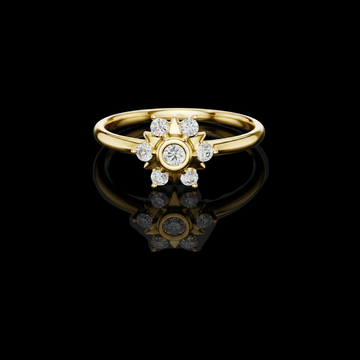 Round Cut Floral Halo Lab Grown Diamond Cluster Statement Ring