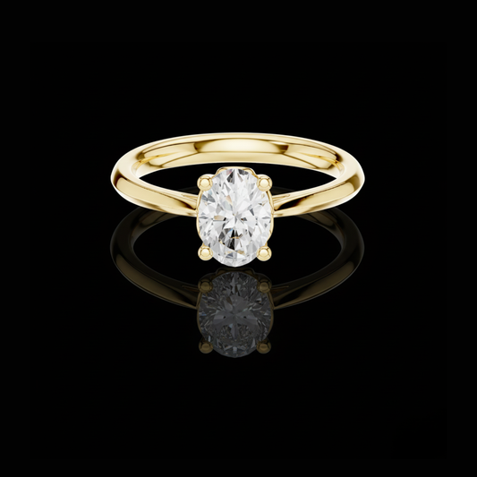1.08 TCW Elegant Oval Cut Lab Grown Diamond Modern Minimal Solitaire Engagement Ring For Her