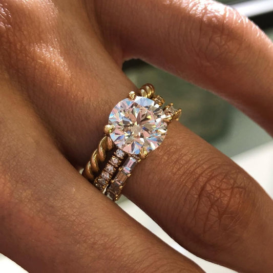 Round Brilliant Moissanite Diamond Solitaire Bridal Ring