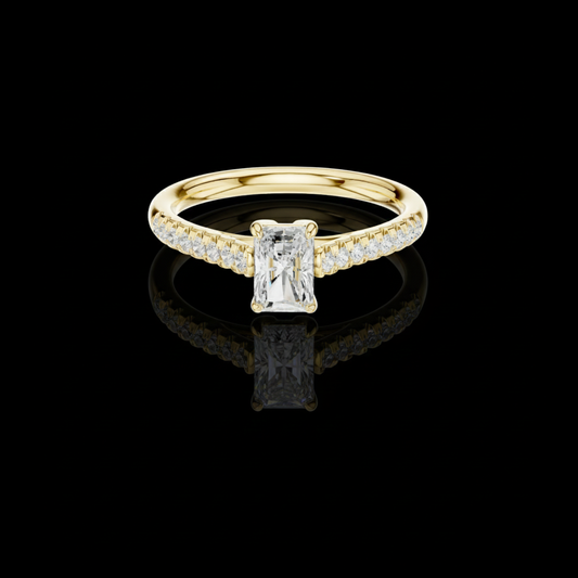 0.66 CT Dazzling Radiant Cut Moissanite Diamond Pave Shank Engagement Ring For Her