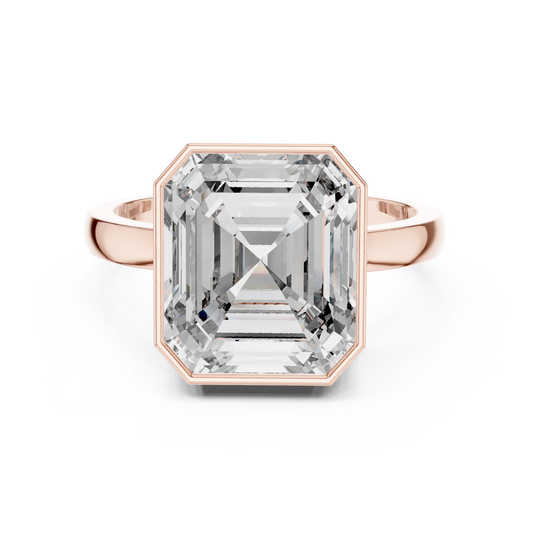 Asscher Cut Moissanite Diamond Men's Full Bezel Engagement Ring