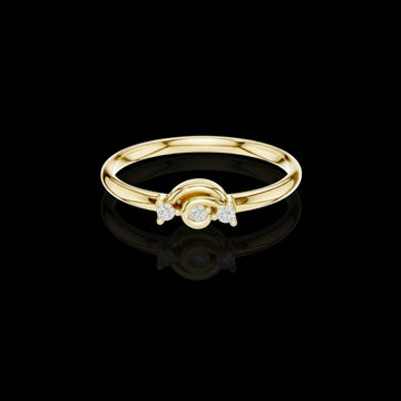 Round Brilliant Triple Loop Moissanite Engagement And Wedding Ring