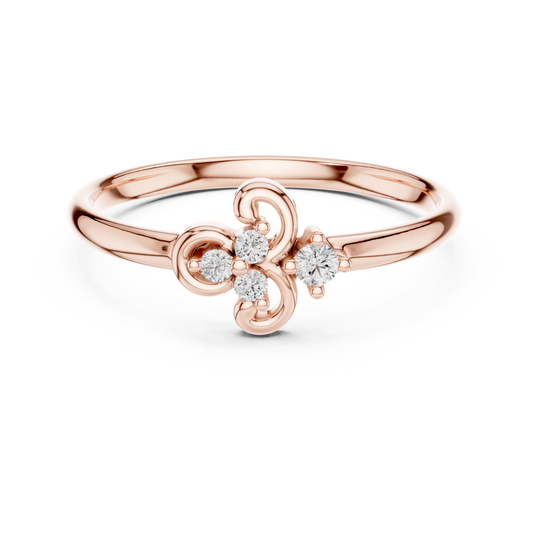 Modern Floral Round Moissanite Diamond Ring With Brilliant Accents