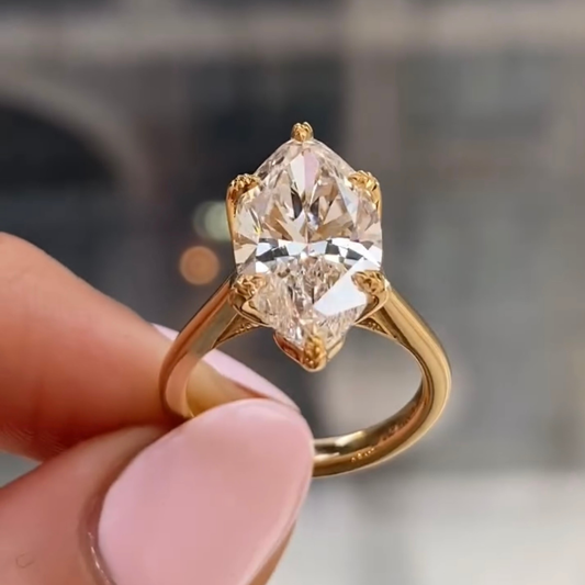 Marquise Cut Lab Diamond Cathedral Solitaire Engagement Ring