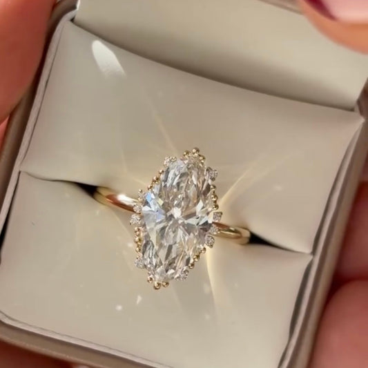 Marquise Cut Lab Diamond Halo Engagement Ring