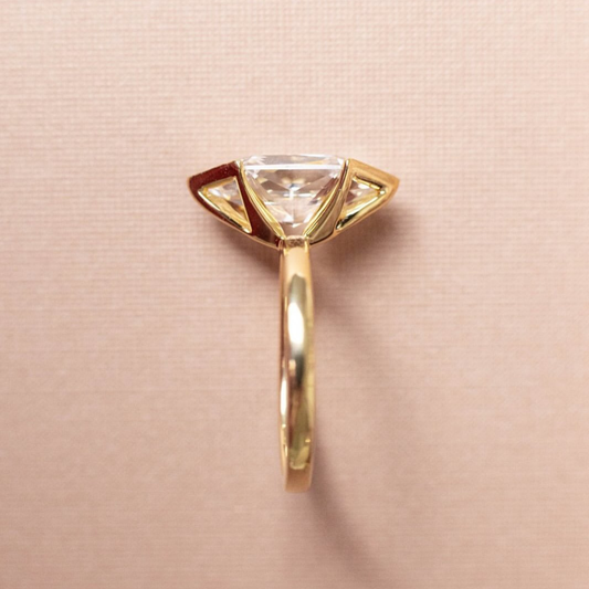 Lab Grown Antique Half Bezel Set Solitaire Diamond Ring