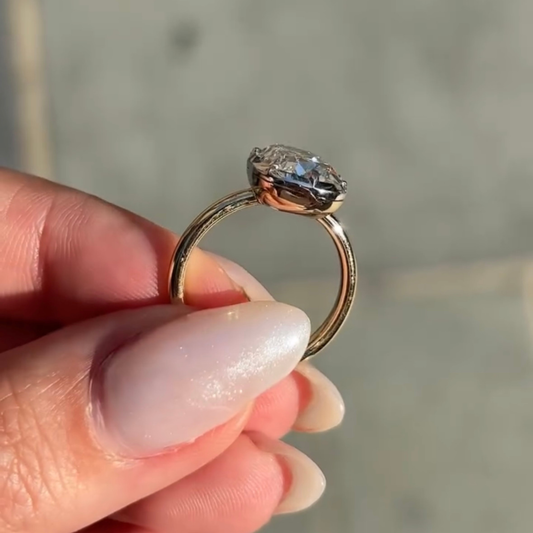 3.35 TCW Luxury Elongated Old Mine Cushion Cut Lab Grown Diamond Bezel Set Solitaire Engagement Ring