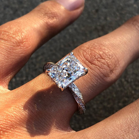 Radiant Cut Lab Grown Diamond Twist Pave Ring