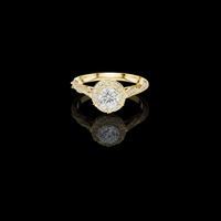 Round Cut Halo Twisted Split Shank Moissanite Diamond Ring
