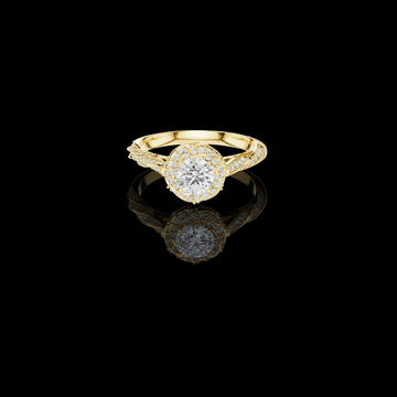 0.61 CT Elysian Twist Round Halo Round Lab Grown Diamond Ring with Split Pavé Band