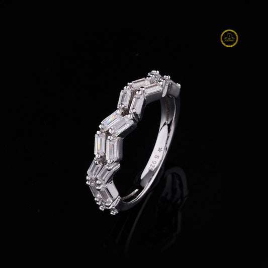 Baguette Cut Zig Zag Chevron Lab Grown Diamond Wedding Band Ring