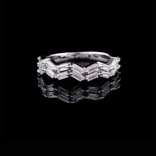Baguette Cut Zig Zag Chevron Lab Grown Diamond Wedding Band Ring