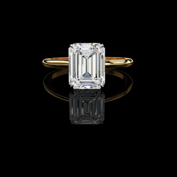 2.56 TCW Emerald Cut Moissanite Diamond Solitaire Ring Sleek Four Prong Minimalist Engagement Jewelry