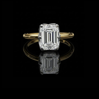 Hidden Halo Emerald Cut Solitaire Moissanite Ring