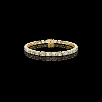 9.30 TCW Luxury Emerald Cut Lab Grown Diamond Tennis Bracelet with Bezel Set Gemstones