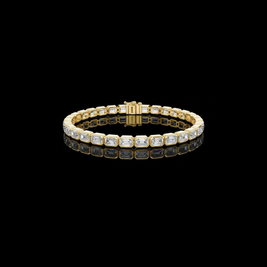 9.30 TCW Luxury Emerald Cut Lab Grown Diamond Tennis Bracelet with Bezel Set Gemstones