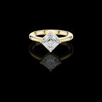 Asscher Cut Moissanite Diamond Solitaire Ring
