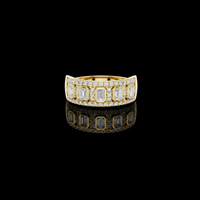 0.76 TCW Sparkling Emerald Cut Lab Grown Diamond Halo Statement Ring Band for Her