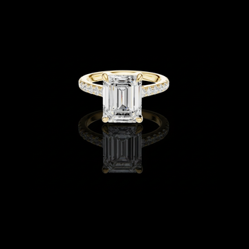 Emerald Cut Lab Grown Diamond Engagement Ring  Pave Band