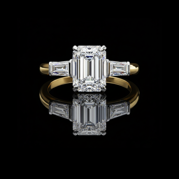 2.27 CT Dazzling Emerald Cut Three Stone Lab Grown Diamond Luxury Wedding Jewelry