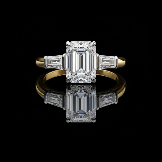 Emerald Cut Lab Diamond Three Stone Wedding Jewelry For Her