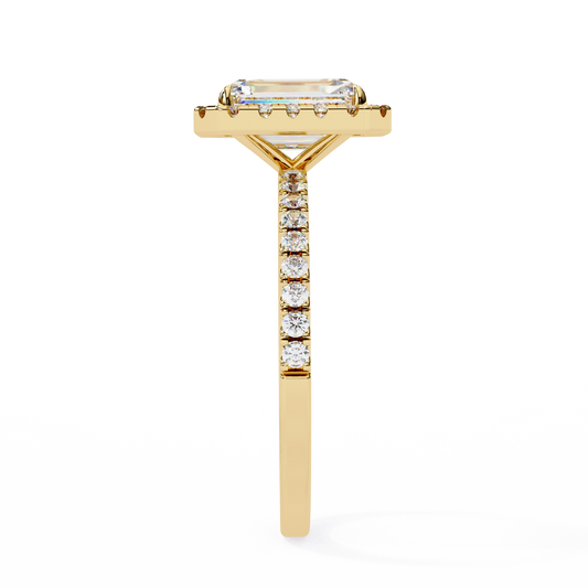 Emerald Cut Diamond Hidden Halo Lab Diamond Ring