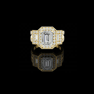 Emerald Halo Lab Grown Diamond Split Shank Wedding Bridal Ring