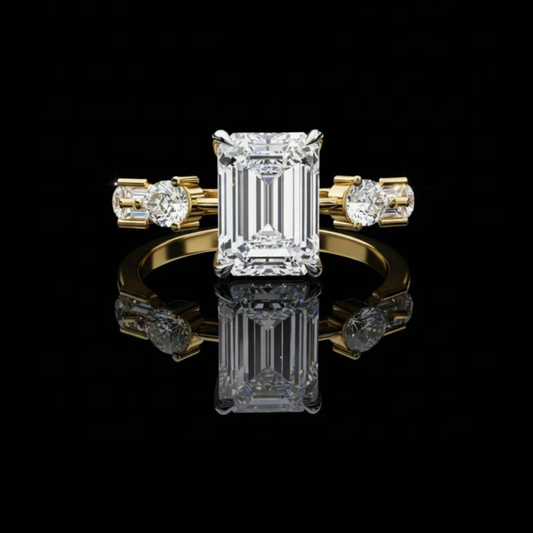 2.80 CT Elegant Emerald Cut Engagement Moissanite Diamond Unique Ring for Women