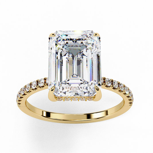 2.56 CT Designer Emerald Cut Moissanite Diamond Ring with Pave Band Perfection For Still Love