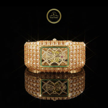 Regal Horizon Gold Diamond Watch with baguette Detailing A Fusion of Royal Brilliance and Modern Precision