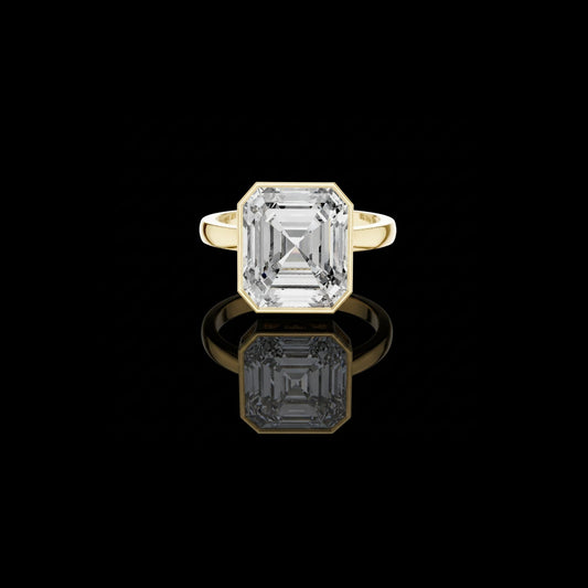 Asscher Cut Moissanite Diamond Men's Full Bezel Engagement Ring
