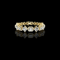 Emerald And Asscher Cut Lab Grown Diamond Tennis Bracelet with Halo