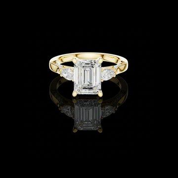 2.00 CT Luxurious Emerald Cut Lab Grown Diamond with Pear Accents and Pave Band Designer Engagement Ring For Her