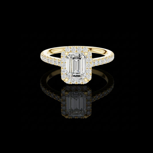 1.35 CT Stunning Lab Grown Emerald Cut Diamond Ring For Glossy Day