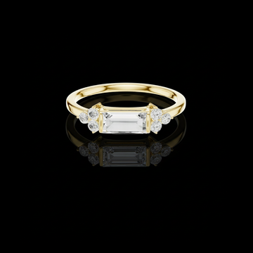 0.60 CT Dazzling Baguette Cut Lab Grown Diamond with Round Accent Stones Modern Classic Engagement Ring For Her