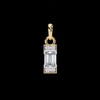 Emerald Cut Solitaire Pendant with Center Moissanite and Accent Stones