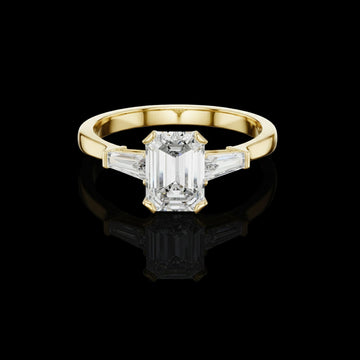 1.00 CT Designer Lab Grown Emerald Cut Diamond Ring For Her Smile