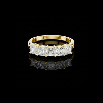 1.11 TCW Elan Emerald Gold Step Cut Lab Grown Diamond Bridal Wedding Band for Women