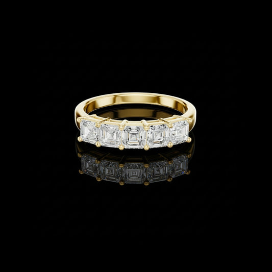 Asscher Cut Half Eternity Lab Grown Diamond Wedding Band Ring