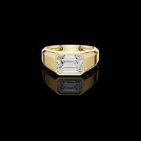 Emerald Cut Lab Grown Bezel Set Signet Statement Ring