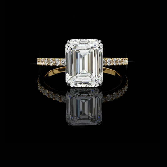 2.56 CT Sustainable Moissanite Emerald Cut Diamond Ring Sparkling Cocktail Jewelry Gift for Her