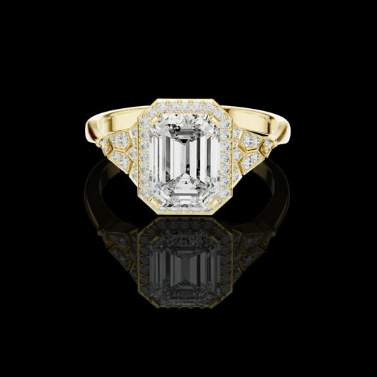 1.7 CT Vibrant Lab Grown Emerald Cut Diamond Ring For Look Of Day