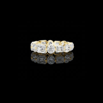 4.55 TCW Celestia Prism Alternating Cut Moissanite Diamond Eternity Band Sculpted Luxury Setting For Her