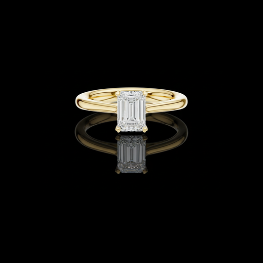 Brilliant Emerald Cut Lab Diamond Classic Solitaire Ring