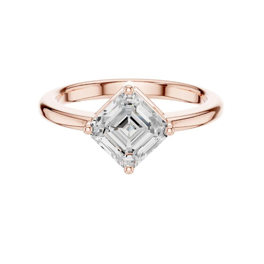 Brilliant Asscher Cut Lab Diamond Ring With Classic Setting