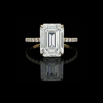 2.56 CT Designer Emerald Cut Moissanite Diamond Ring with Pave Band Perfection For Still Love
